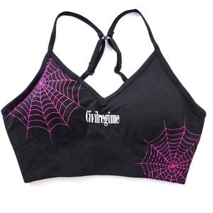 Civil Regime Ghost In The Night Kelly Seamless Bra Black Pink Spiderweb XS